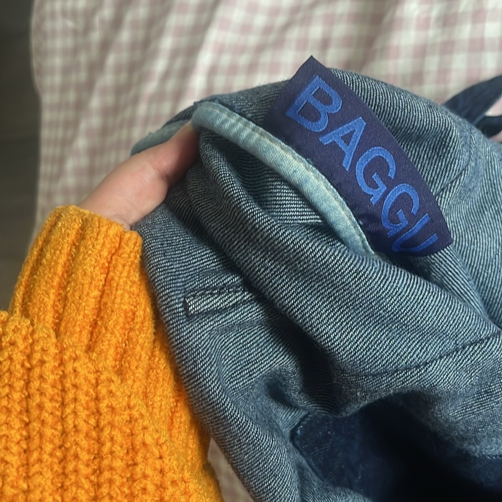 EUC baggu big pocket dark blue denim Tote Bag - Picture 5 of 5